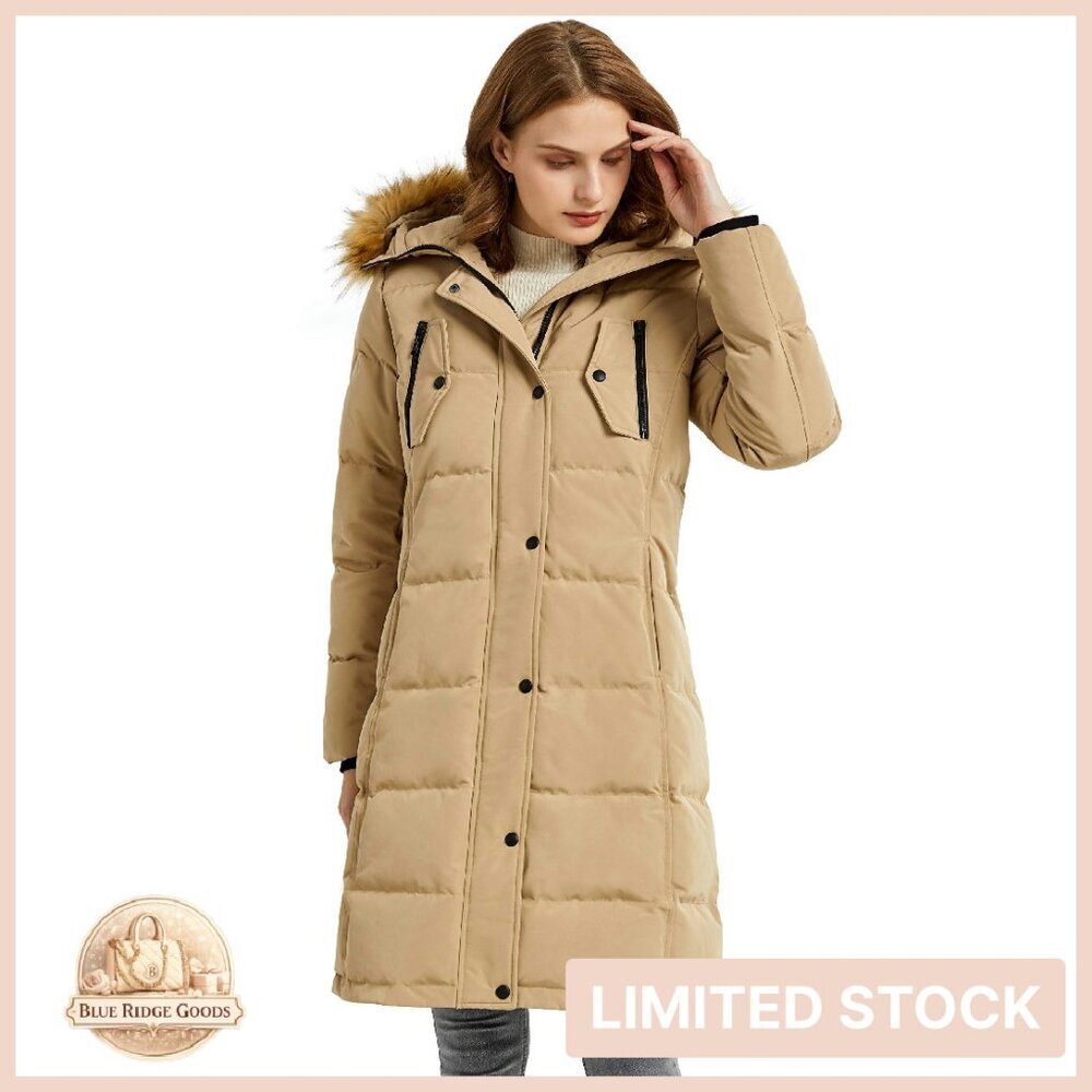 Women's Down Jacket Winter Long Coat Windproof Puffer with Fur Hood